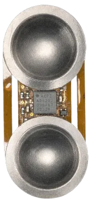 Close-up of embedded circuit and electrode contacts