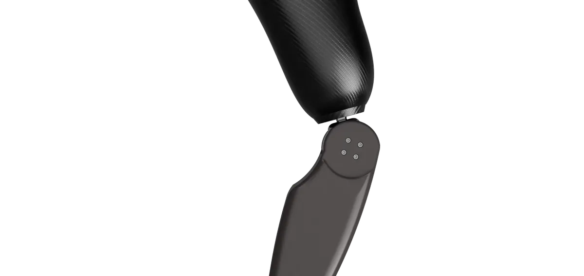 Prosthetic knee rendering in a flexed position